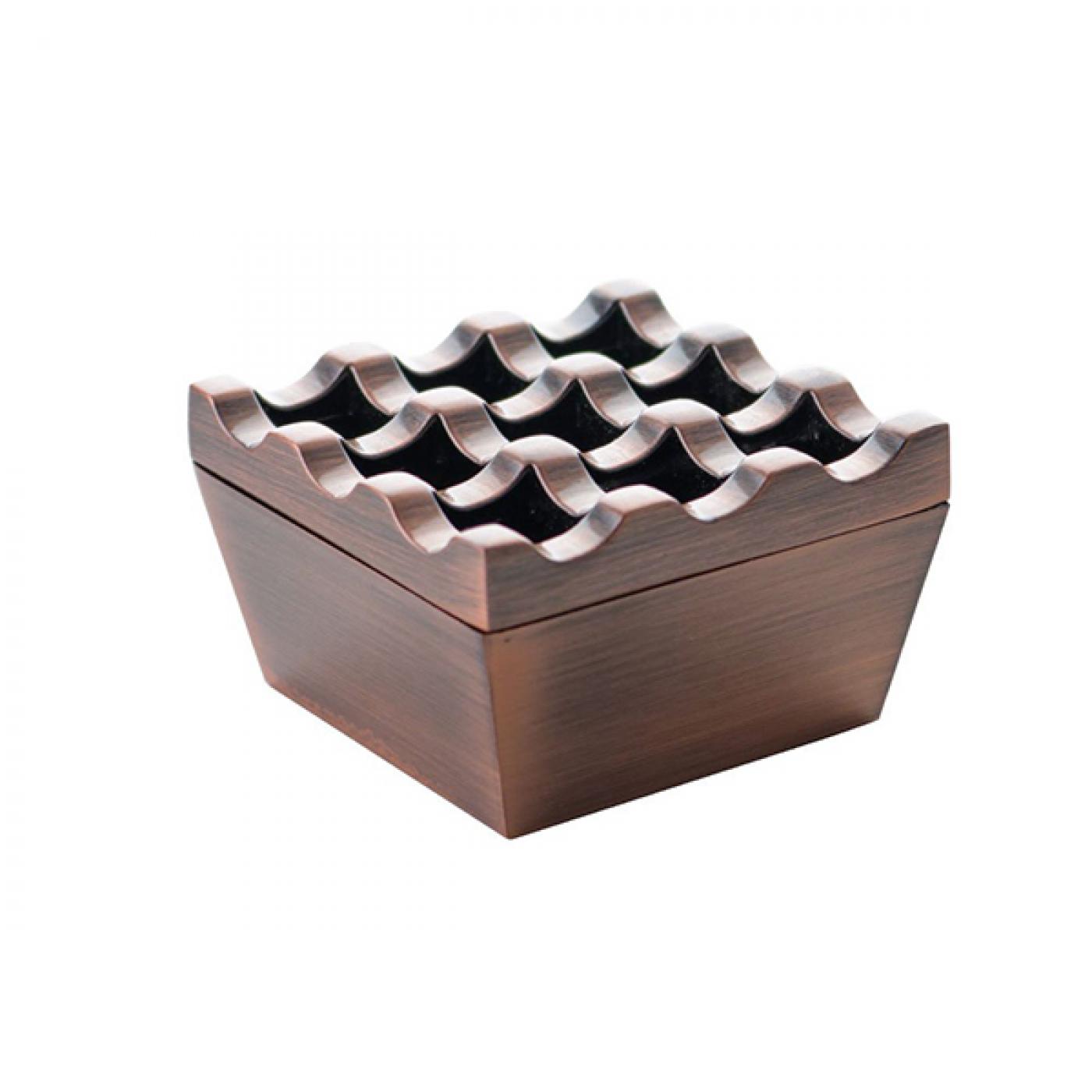 Square Ashtray with 9 holes Red Copper